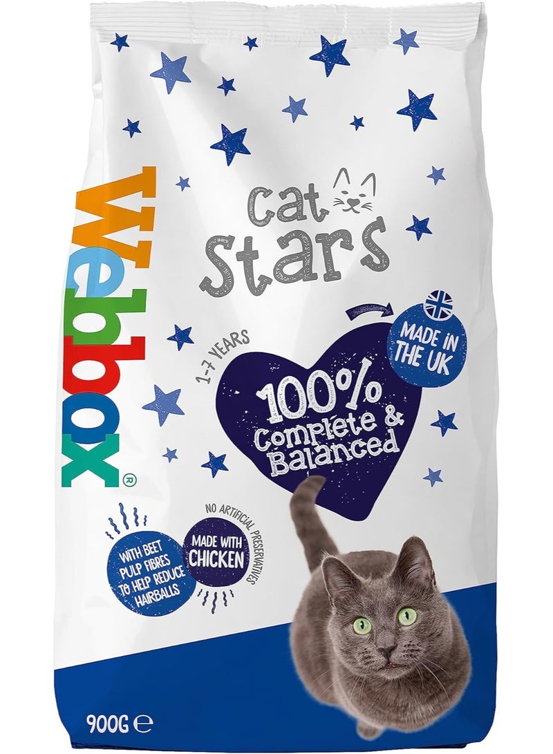 ويبوكس طعام القطط الجاف كات ستارز بنكهة الدجاج مع ألياف لب البنجر للمساعدة في تقليل كرات الشعر، مناسب للقطط من عمر سنة إلى 7 سنوات، 900 غرام - Image 1